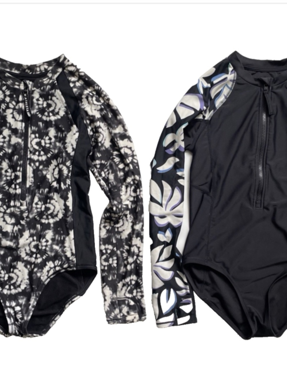 LOT 2 - Athleta Girls Swimsuit Long Sleeve One Piece Rash Guard size 12 LARGE  G